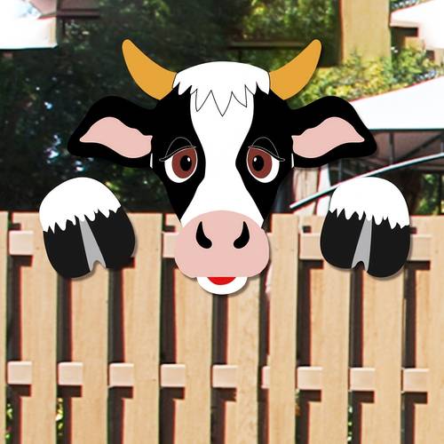 1pc 27 94cm cow peeking decoration durable polypropylene rustic farm animal art for garden barn patio weather resistant outdoor decor no electricity needed highland cow decoration details no electricity required