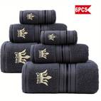 6pcs bath towel set 2 washcloth 2 bath bath towel embroidered absorbent thick towels for daily use and bathroom essentials 100 cotton fabric for christams gift