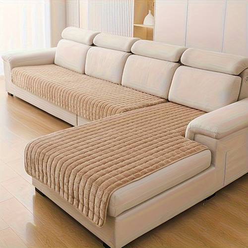 2pcs luxurious quilted flannel velvet sofa cover soft and durable furniture protector friendly machine washable for bedroom living room office home decor living room sofa cover
