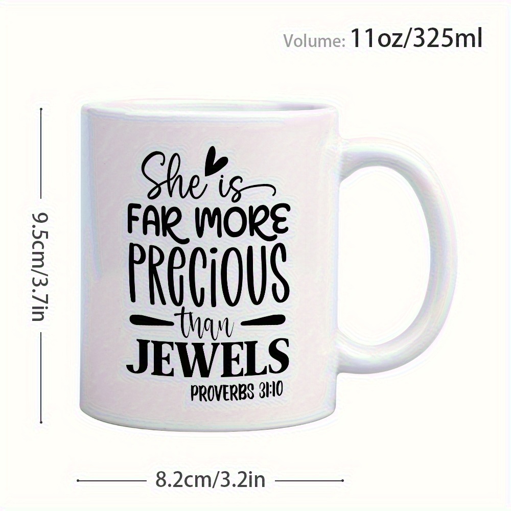 1pc 11oz inspirational   verse ceramic mug     precious than jewels   31 26 white pink   insulated reusable coffee tea cup dishwasher safe spiritual gift for pastors men women christmas thanksgiving halloween holiday drinkware durable drinkware details 4