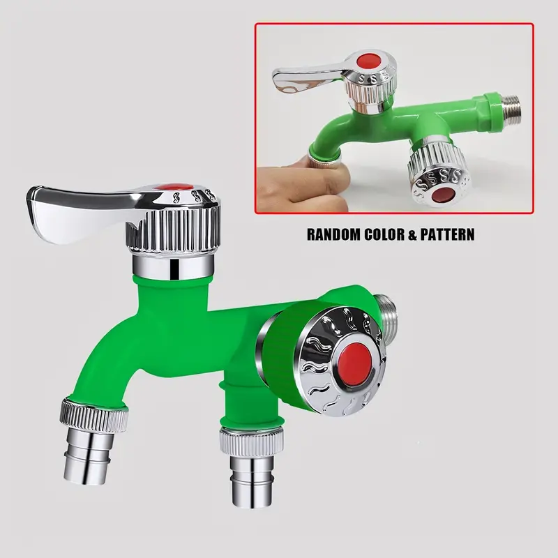 1 Rubinetto a doppia bocca per impieghi gravosi - Connettore per tubo da 1/2 pollice per lavatrici e lavelli multiuso - Plastica resistente arancione, facile da installare, montaggio a parete, con manopole antiscivolo, adatto per lavanderie, cucine e bagni 2