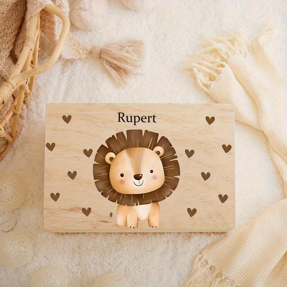 Personalized Baby Wooden Covered Storage Box for Newborns