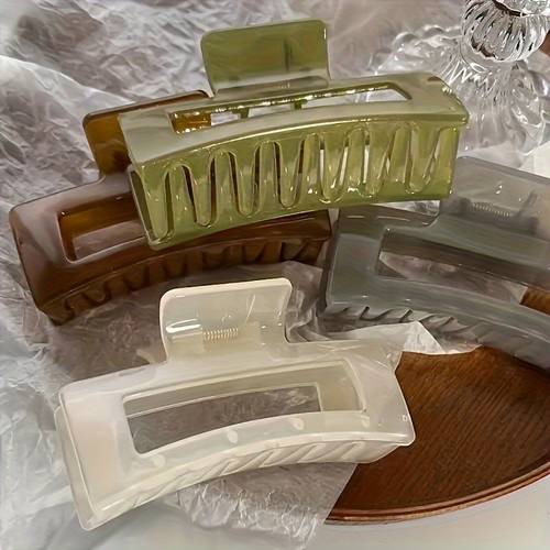 4pcs Elegant Rectangular Hair Clips - Non-Slip, Strong Grip for Thin to Thick Hair - Stylish Solid Color Accessories
