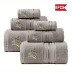 6pcs bath towel set 2 washcloth 2 bath bath towel embroidered absorbent thick towels for daily use and bathroom essentials 100 cotton fabric for christams gift