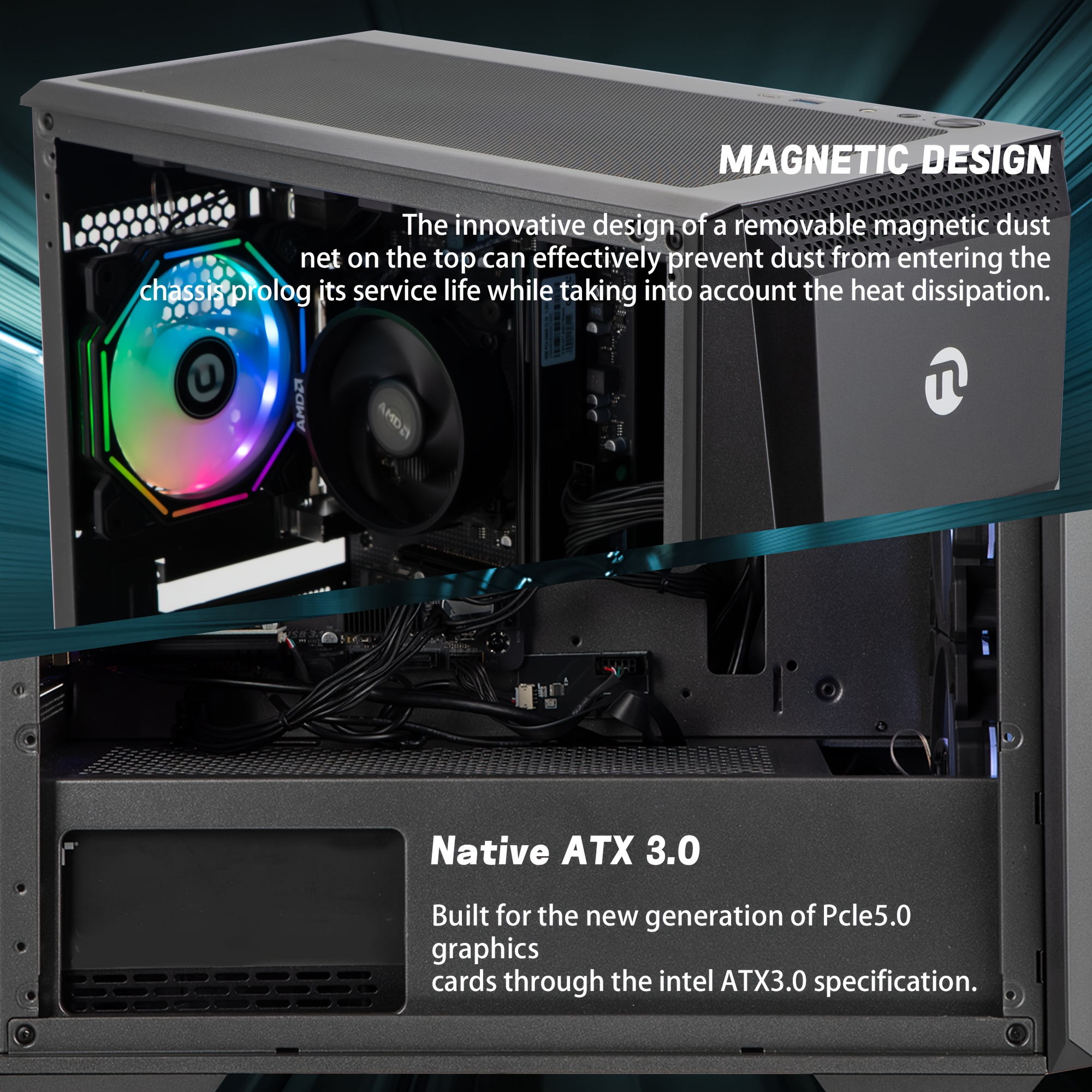 Ningmei Gaming Desktop PC met AMD Ryzen 7 5700G, Radeon Vega8