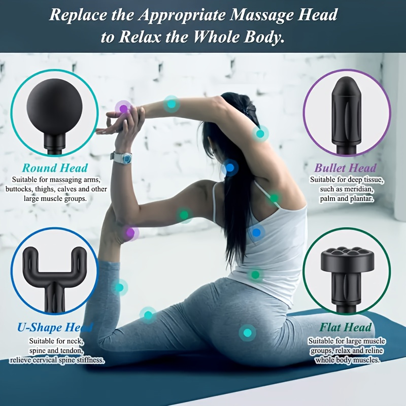 6pcs Set with All Accessories Compact High Torque, Deep Tissue Relaxation - USB Rechargeable, Ergonomic Handle in Stylish Black and Golden Design, Powerful Motor for and Massager