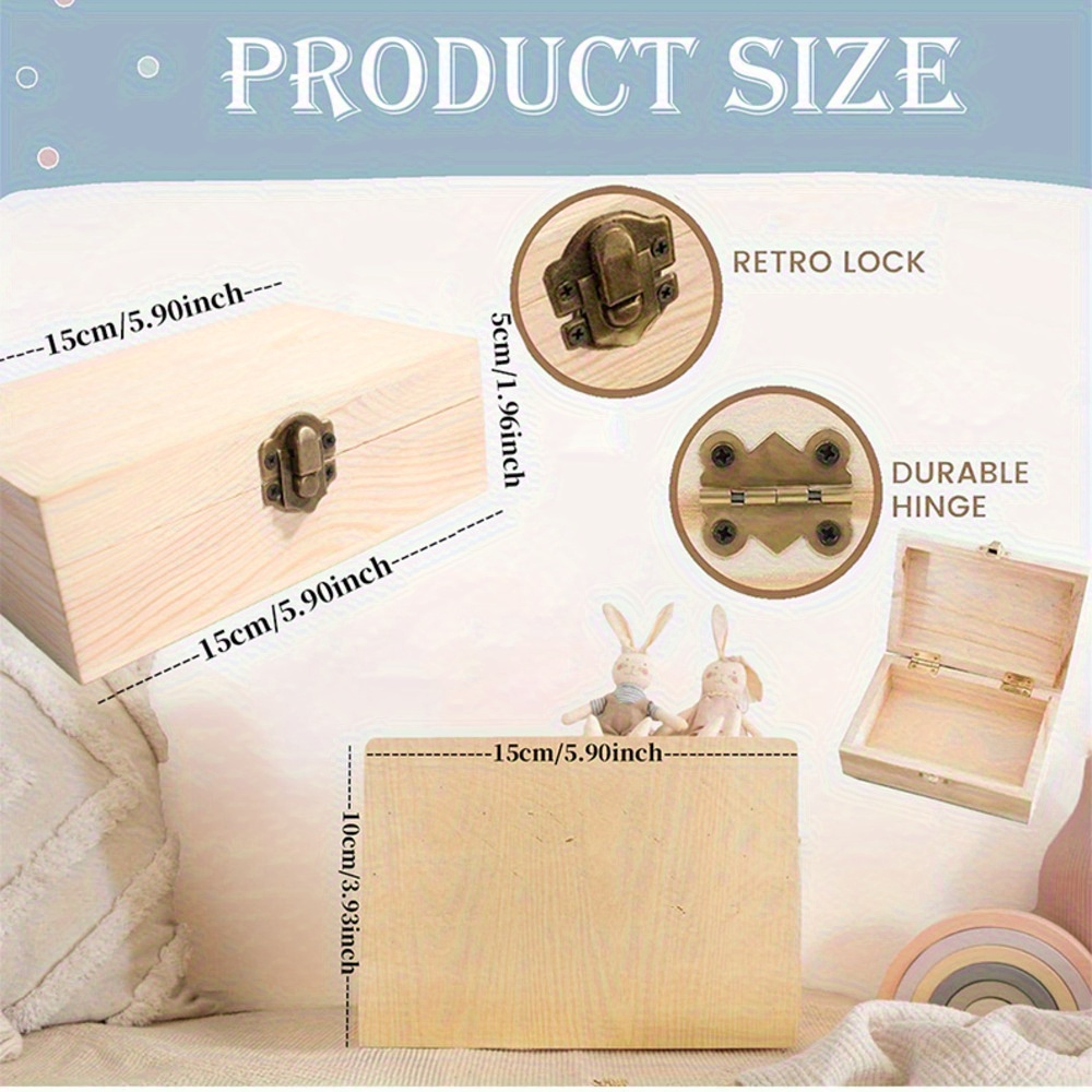 Personalized Baby Wooden Covered Storage Box for Newborns