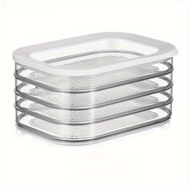 4 layer transparent food storage container set bpa free plastic refrigerator organizer stackable kitchen freshness keeper for     meat cheese dishwasher safe 0