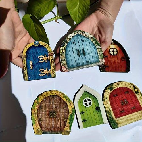 6pcs mini fairy garden doors 3 15 inch wooden elf doors outdoor and kids room decor no power required