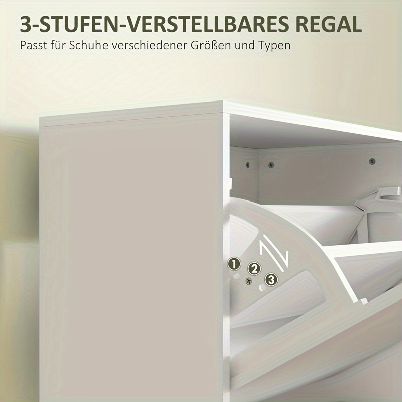 modern shoe cabinet with 3 lids adjustable   shoe rack narrow shoe clip can   12 pairs of shoes 47 x 26 x 120cm white 7