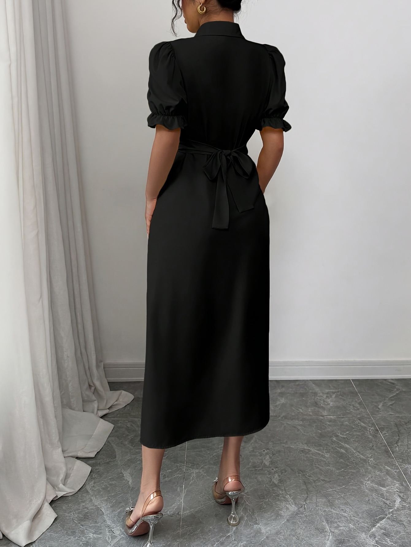 womens elegant long shirt dress office party formal attire - Temu United  Kingdom