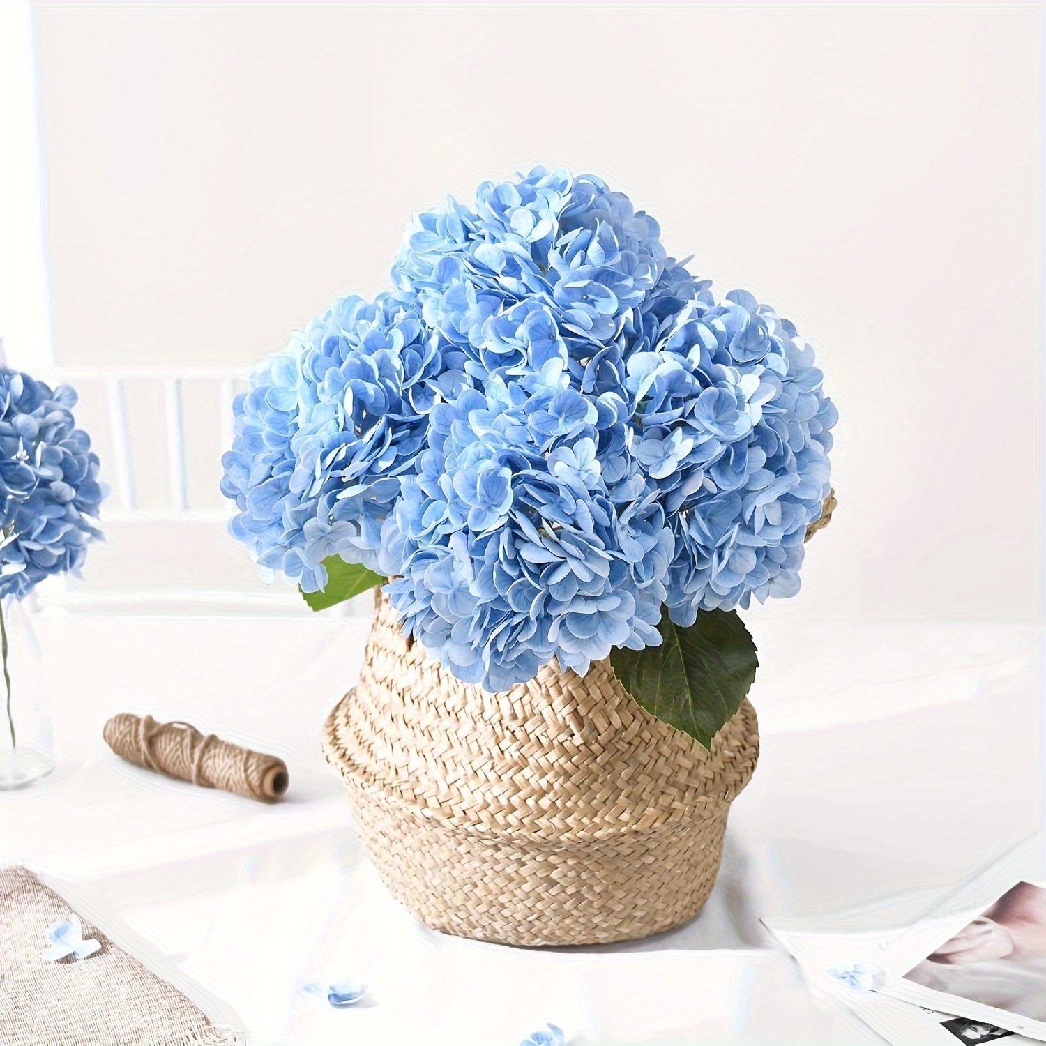 Libeking Fiori di seta blu finti gigli artificiali vintage, 6 pezzi