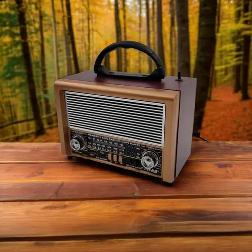 vintage style am fm sw radio wireless speaker combo tws 5 0 rechargeable supports tf u disk retro with black handle perfect gift for music enthusiasts wireless speaker system nostalgic aesthetic rotary knob feature small portable radio