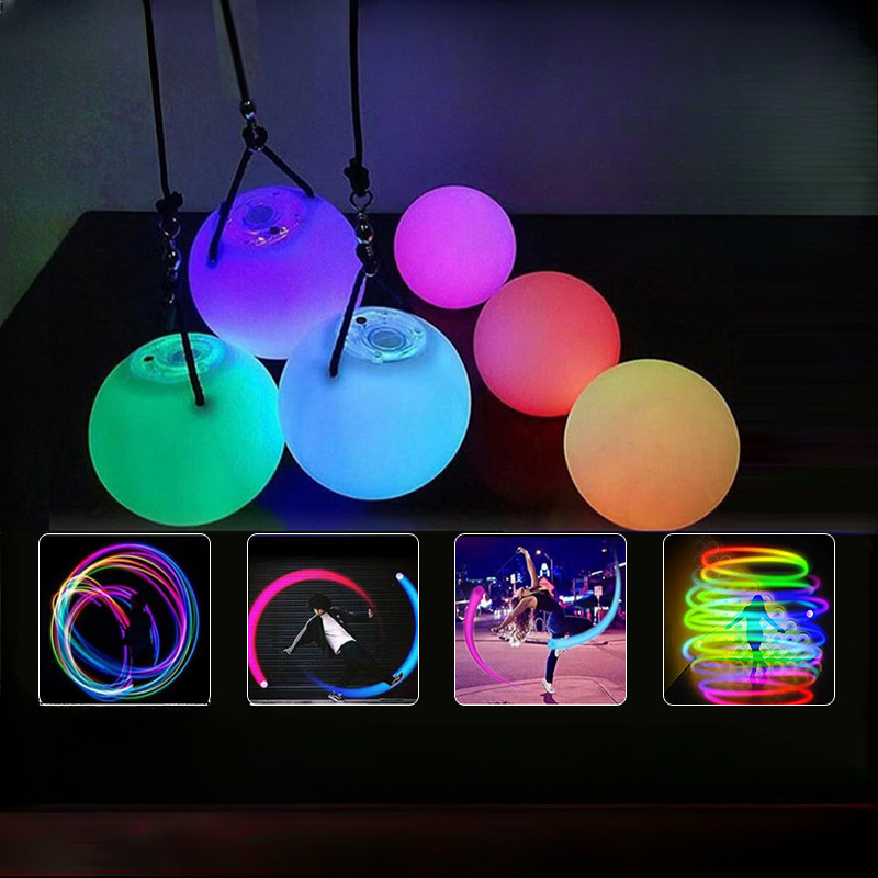 LED Light Up Juggling Ball Multicolor Flashing Glow Soft Plastic Poi Ball