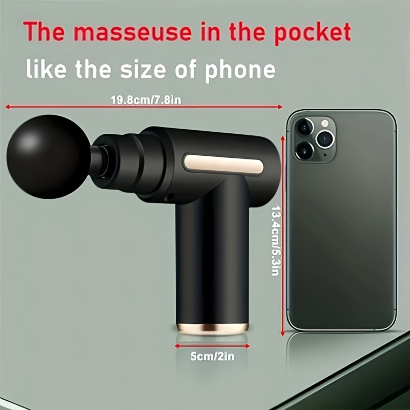 A Portable LCD Massage Gun with Four Attachments, Available in Four Colors, Featuring Six Speed Settings And Four Massage Heads, Ideal for Deep Tissue Massage of The Back, Neck, Legs, And Lower Back, Making It a Perfect Gift for Both Men And Women.