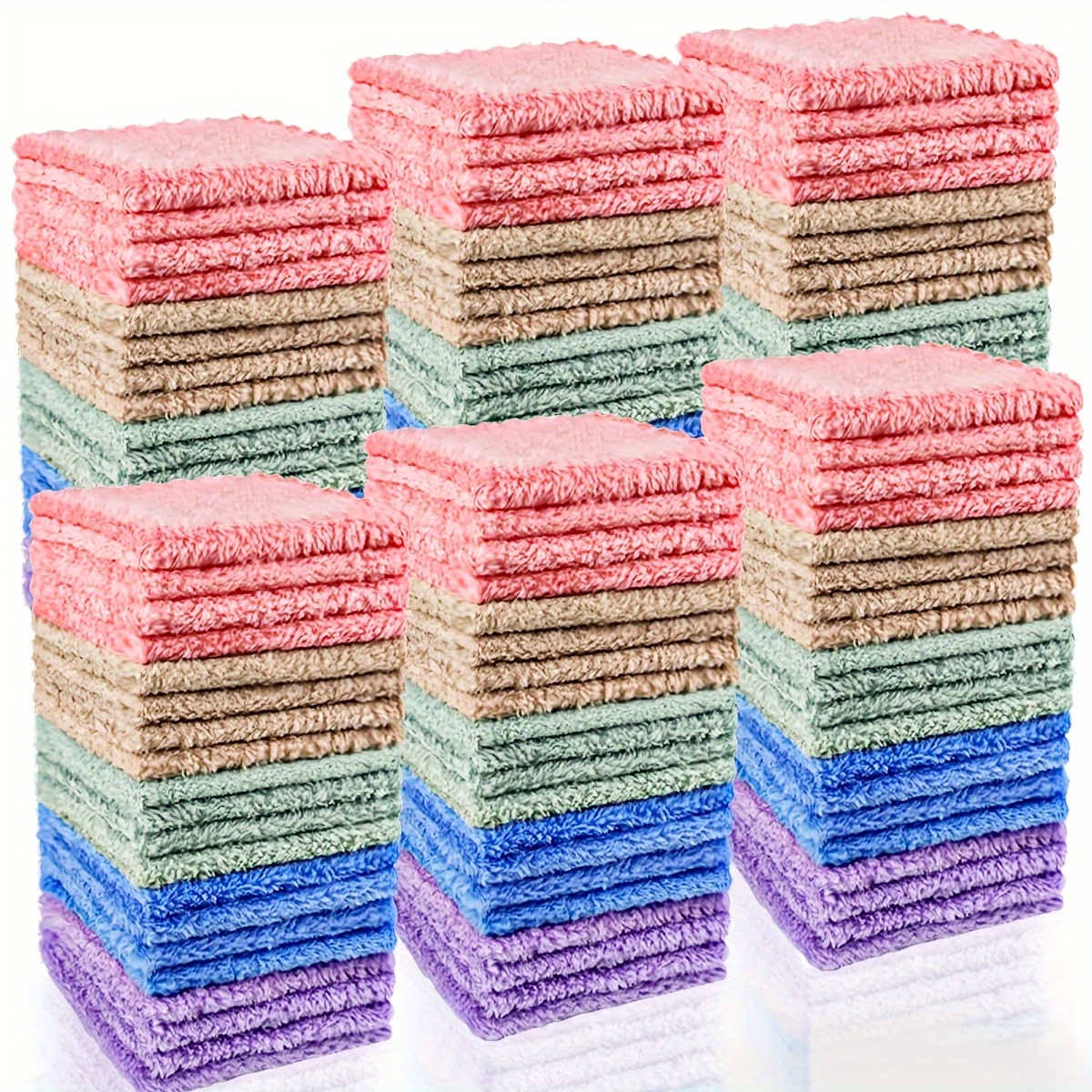 TEMU 20/40pcs Soft & Absorbent Solid Color Washcloths - Skin Quick-drying Compact Square Towels For Home Bathing Bathroom Essentials 10.24*10.24in
