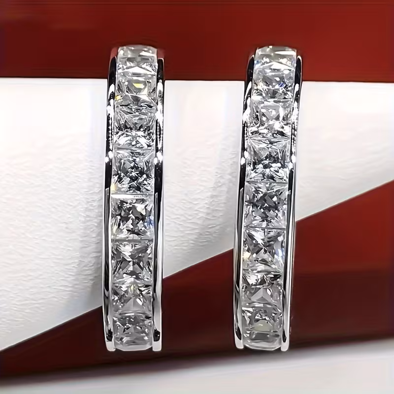 1pc classic 2mm wide ring with synthetic cubic synthetic zirconia stones unisex engasynthetic gemstoneent wedding band for men women durable everyday jewelry gift for anniversary wedding ring accessory polished Product details 3