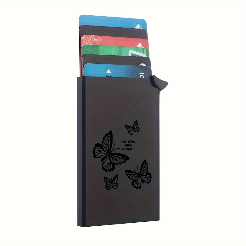 TEMU Obcreator Pattern Minimalist Card Wallet For Women, Slim Wallet Card Holder Pop Up Wallet Rfid Blocking Metal Credit Card Case Unisex, Organizer