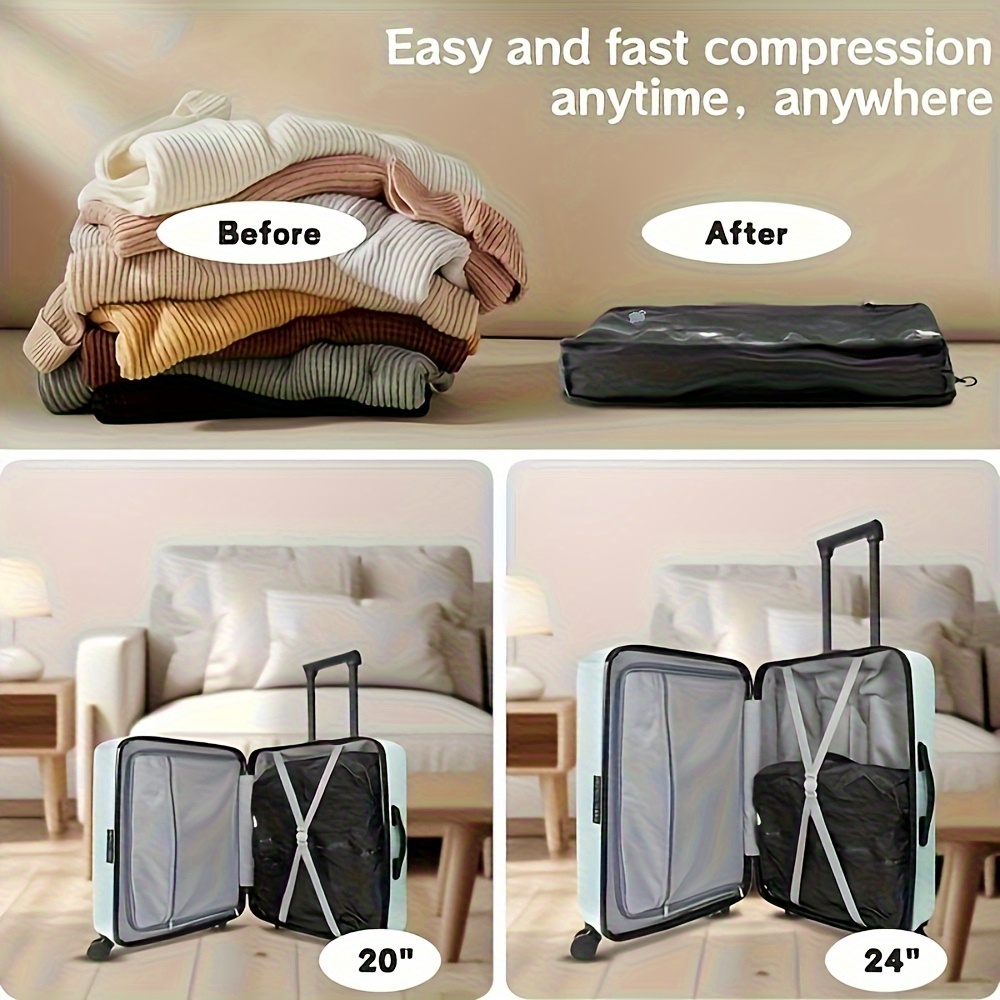 Professional Nylon Vacuum Compression Packing Cube with No Pump  Needed Space Saver for Suitcase Backpack, Durable Zipper Closure Ova