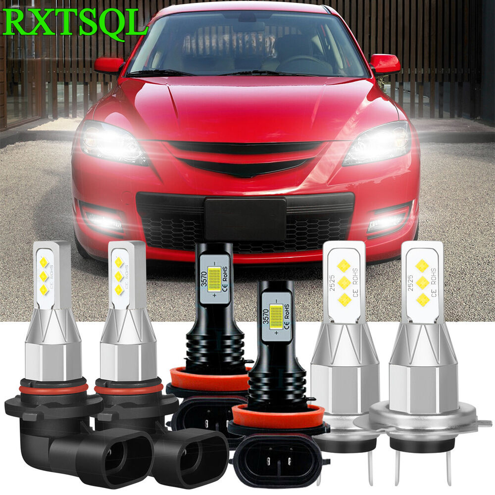 For Mazda 3 2004-2006 6PC Combo LED Headlight Bulbs High/Low Beam Fog Light Kit 680633907756