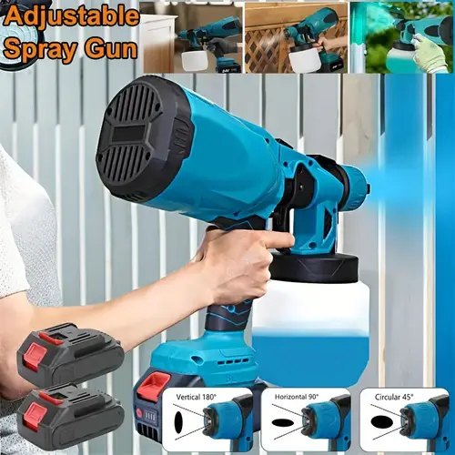 high pressure paint sprayer electric airless hvlp spray gun 2 battery no battery 3 spray patterns electric paint sprayer 800ml container easy to clean for house painting furniture cabinets fence walls car repair diy