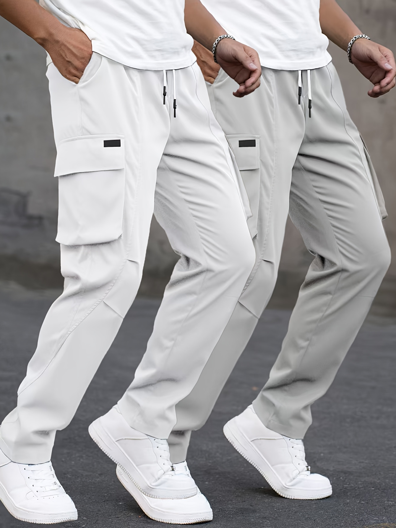 2pcs mens multi pocket cargo pants mens pleated - Temu Oman