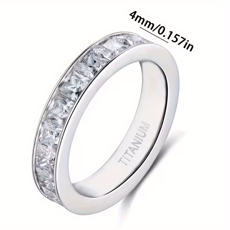 1pc classic 2mm wide ring with synthetic cubic synthetic zirconia stones unisex engasynthetic gemstoneent wedding band for men women durable everyday jewelry gift for anniversary wedding ring accessory polished Product details 0