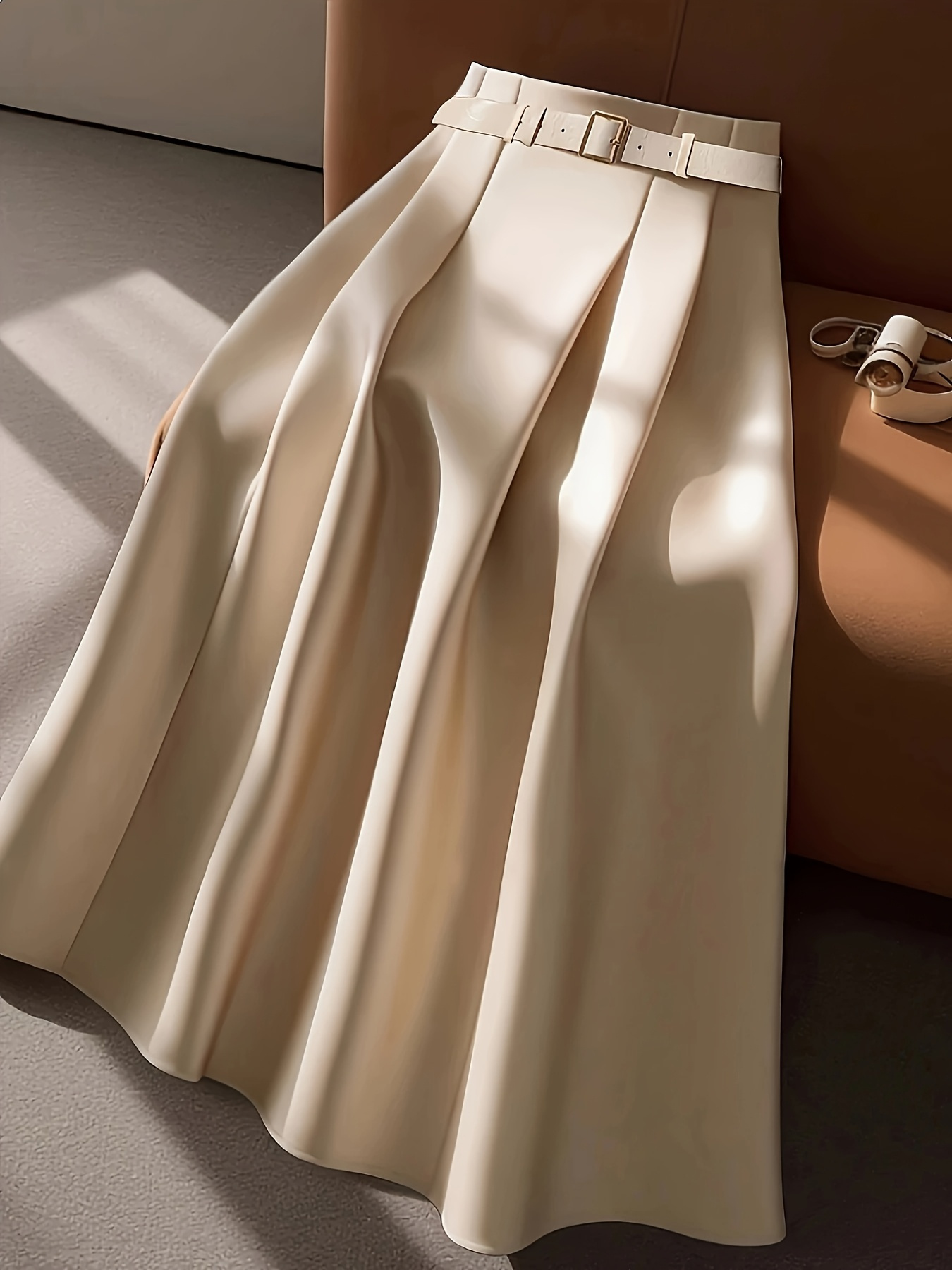 חצאית מקסי, בחצאית מקסי, בגזרת לנשמי וקז'ואל, עם חגורה, חצאית מתרחבת למשרד, מסיבות, יומיומי - בד לא נמתח ניתן לכביסה במכונה, חצאית ארוכה למסיבה, מרקם חלק