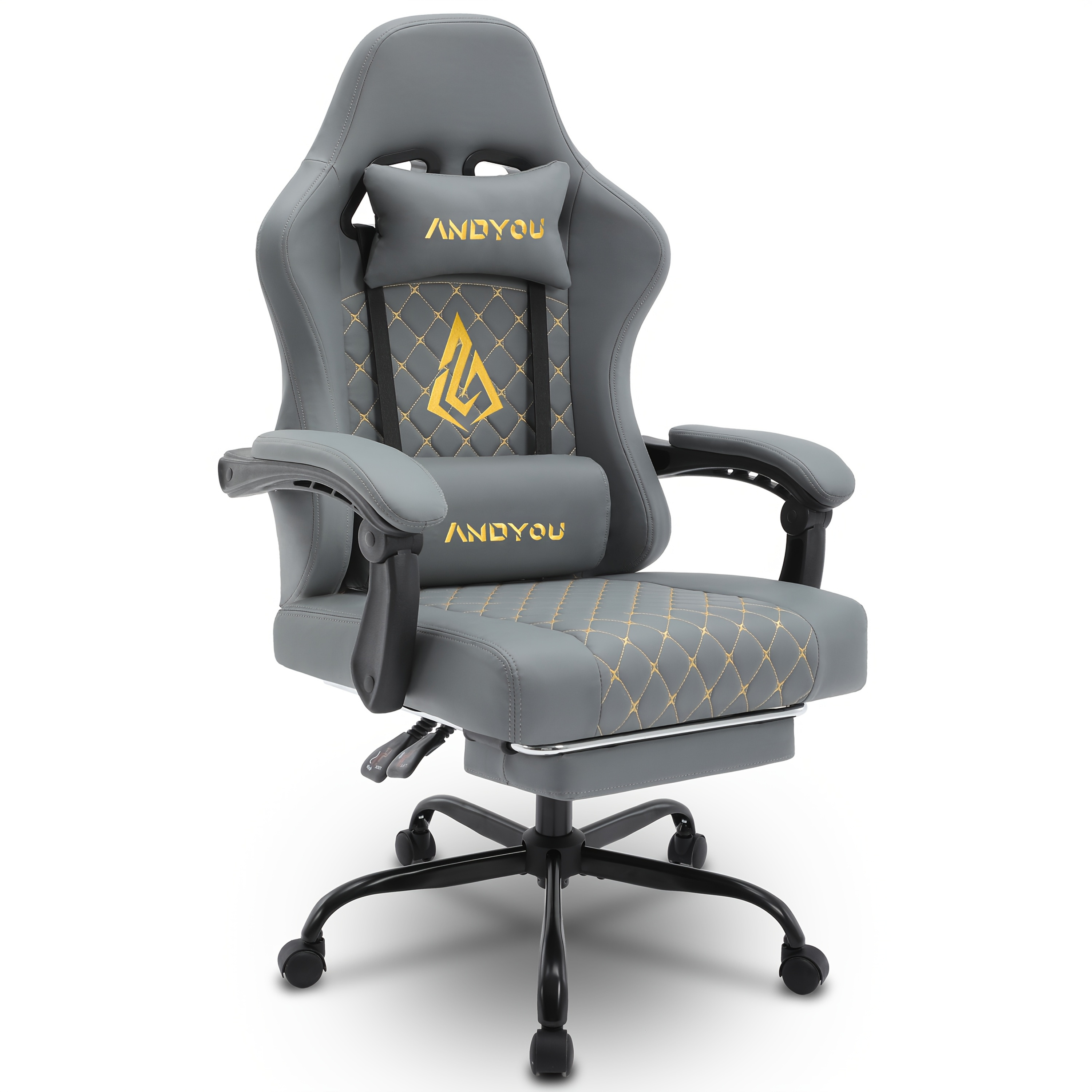TEMU Sedia da Gaming Andyou con Poggiapiedi, Sedia Ergonomica per Computer per Gamer, Sedia Girevole Regolabile con Supporto Lombare, Realizzata in