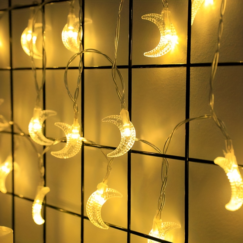3m 20 LED Eid Al-Fitr LED étoile et lune guirlandes lumineuses Ramadan  Festival Décoration Lampes (lumière blanche chaude)