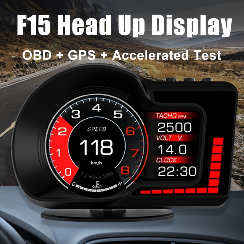 Head Up Display Car HUD Mirror Display OBD II / GPS Sistema Dual HUD,  Dirección, Velocidad, Advertencia De Exceso De Velocidad, Medición De  Kilometraje, Temperatura Del Agua, Para Todos Los Vehículo 