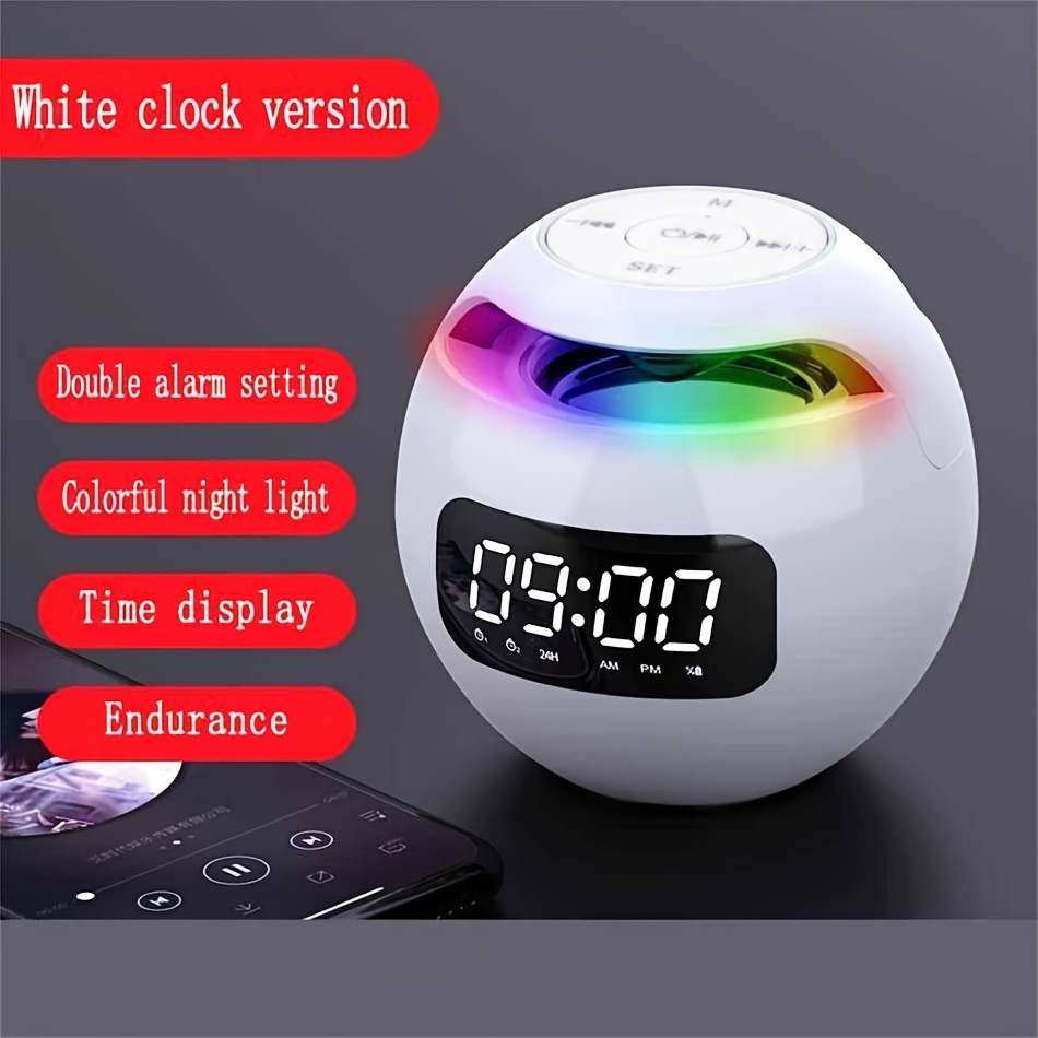 JALL Reloj despertador digital con radio FM para dormitorio, luz nocturna  de 8 colores con 2 puertos de carga, máquinas de sonido para dormir con