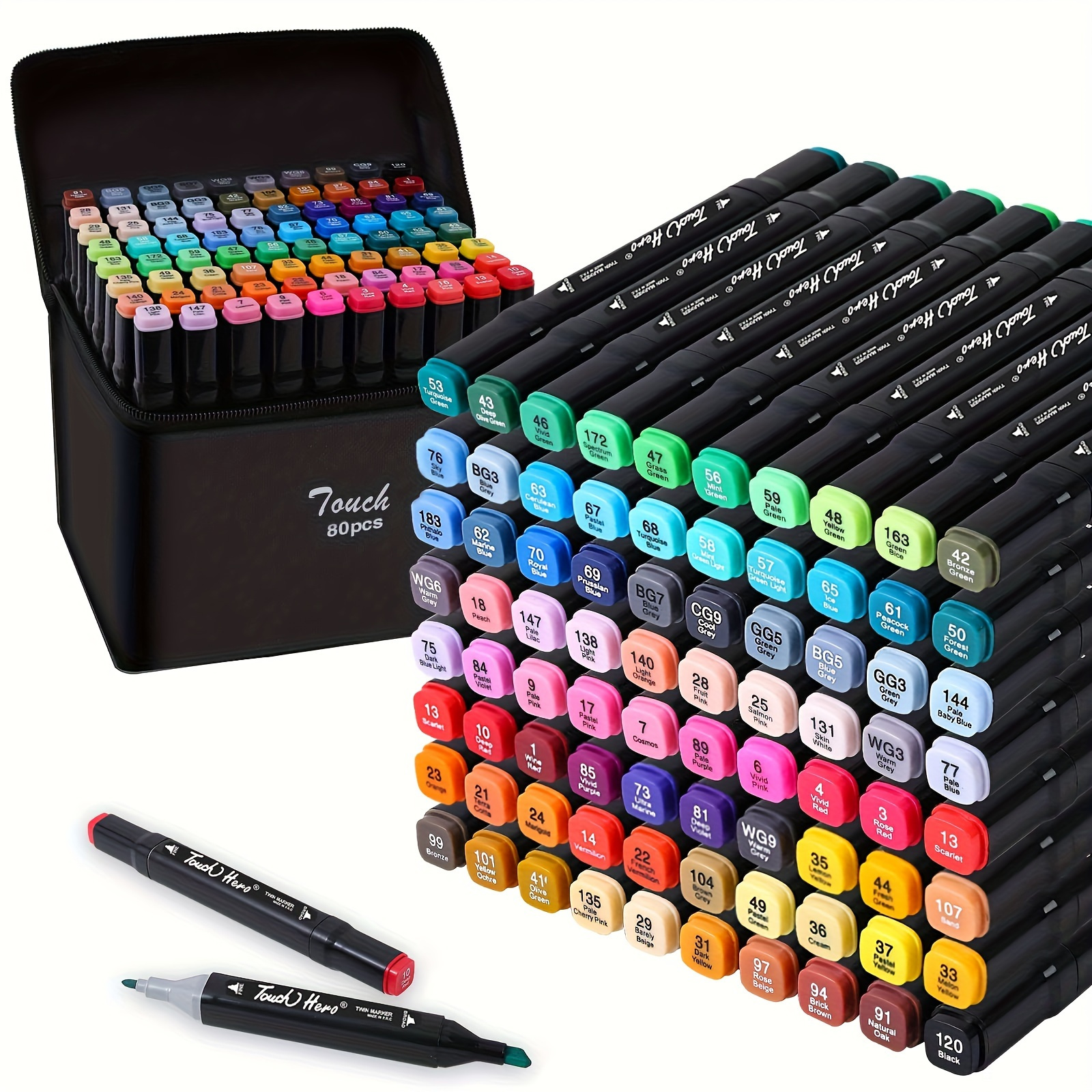 24 Colors Marker Dual Tip, Double Head Square And Circle Permanent Marker  Pens In Bright And Natural Colors Art Markers Set Comes In Safe Storage Box