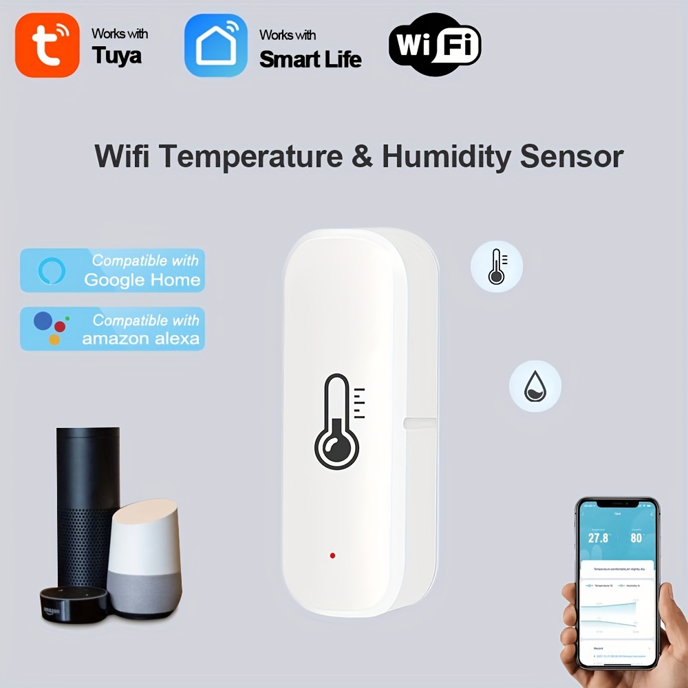 Hogar Inteligente Tuya Humidity Temperature Sensor Working With Alexa  Google Home LCD Screen Push Start Alarm System Security Pr - AliExpress