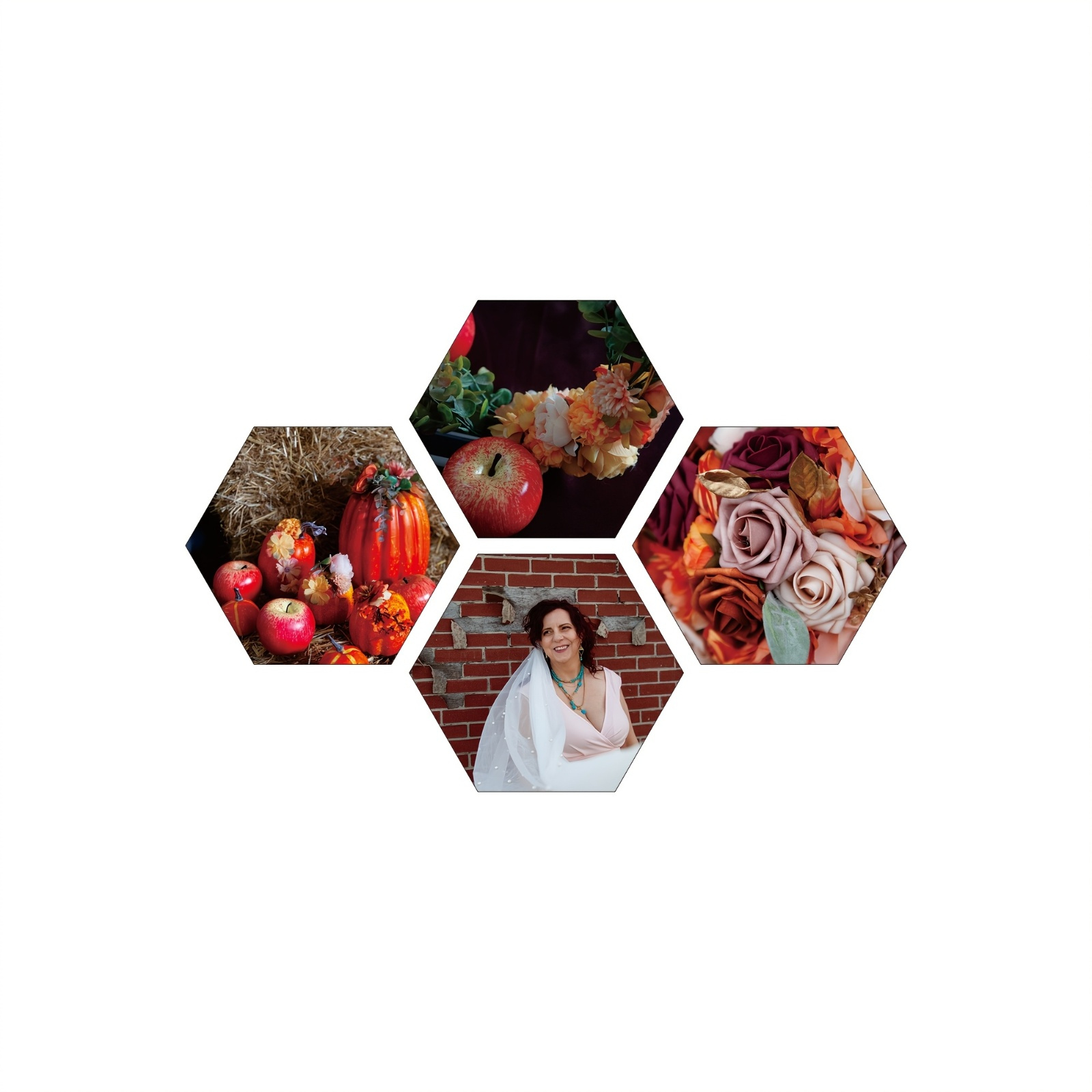 Image of Custom Photo Printing Hexagonal Tiles Measuring 9.4x8 Inches, Personalized Photo Wall Prints, Collage Wall Art Picture Gifts For , Damage-free Peel And Stick Tape (set Of 4)