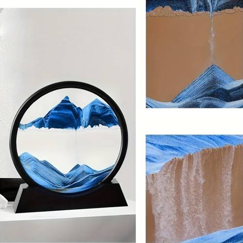 3D Dynamic Quicksand Glass Painting Figurine for Living Room Decor, Indoor Collectible Art Piece Without Electricity, Ideal Housewarming and Birthday Gift for Family and Friends
