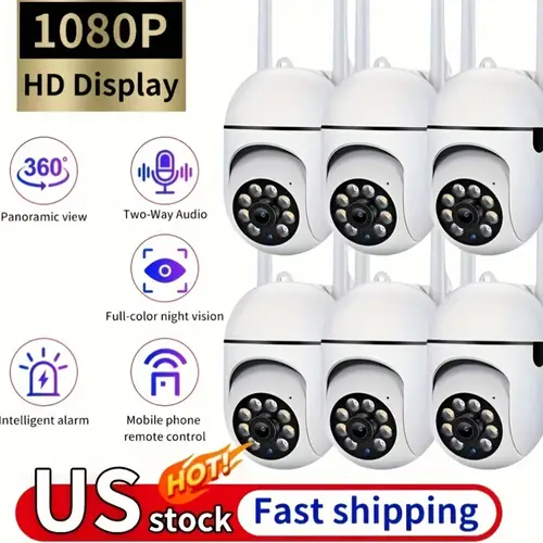 6pcs with 1080p full hd resolution two way 4ghz wi fi camera to protect your home with a rotatable 355 degree panoramic wireless circular night camera motion detection function compatible with smartphones usb suitable for