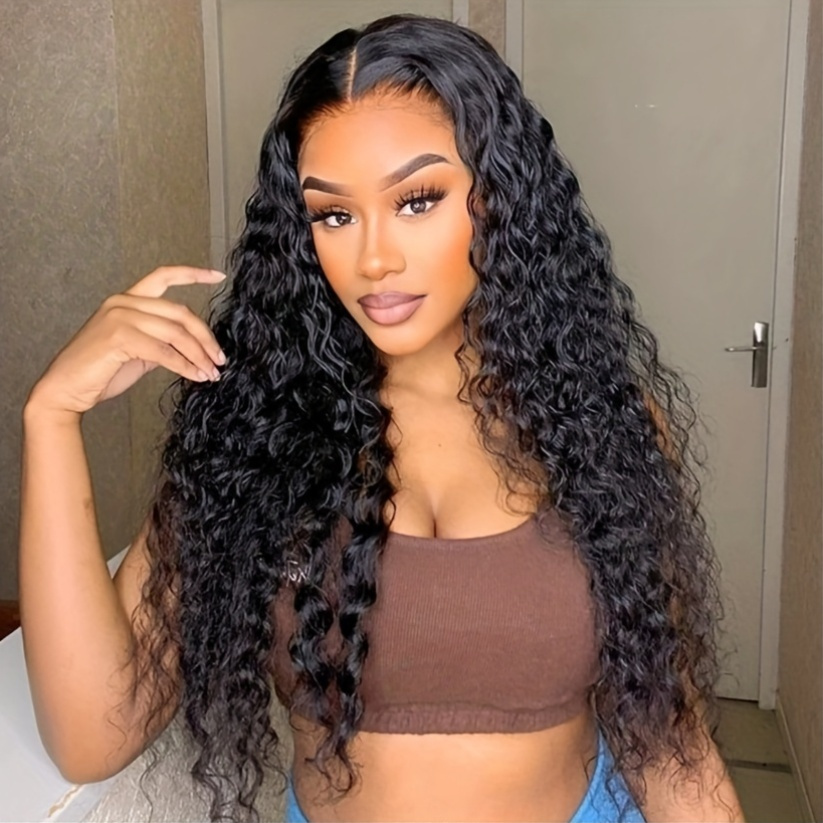 26 inch long dark wavy black wig for women natural long curly waves     parted afro curly hair synthetic heat resistant fiber elegant style for daily use versatile hairpiece sleek   heatresistant hairpiece Product details 0