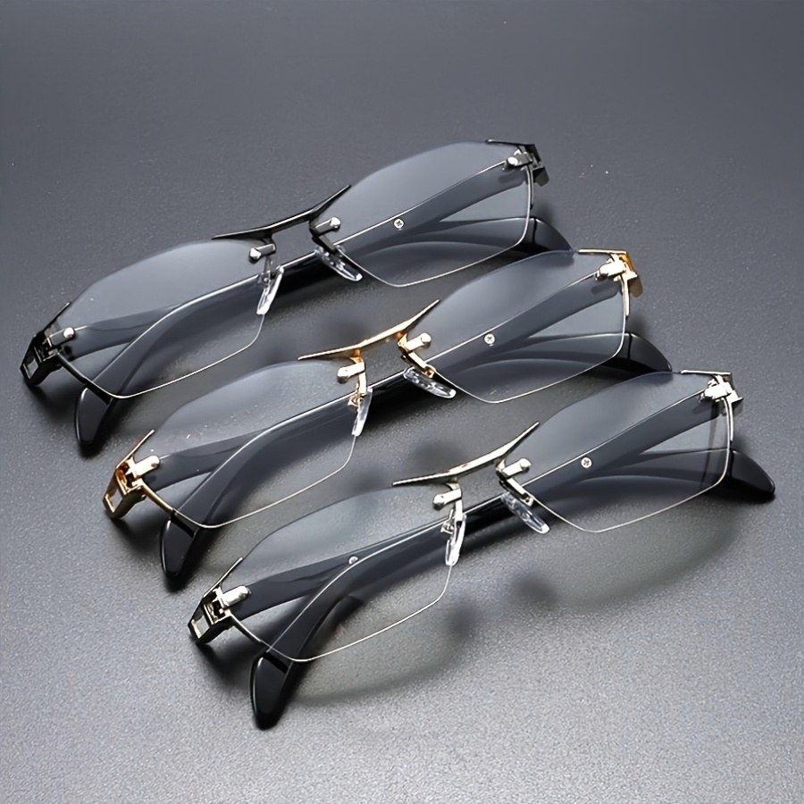 3 pairs of mens   glasses frameless cut edges stainless steel frames high definition anti   optical lenses   4 0   daily commuting and office use valentines day gift fashionable beach supplies retro style premium frames durable eyewear vision   stylish eyewear Product details 2