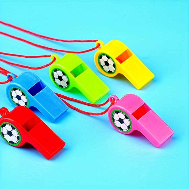 

25pcs Soccer Whistles, Plastic Cheer Whistles With Lanyard, Sports Event Referee Whistle, Party Favors, Assorted Colors, Applicable Age Group 14+