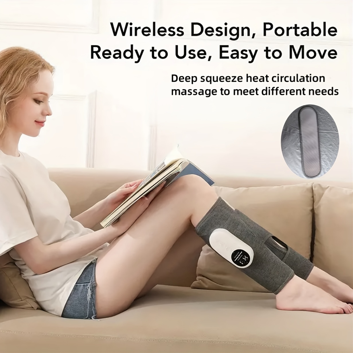 Leg Massager For Circular Calf Press, Air Compression Massager, 3 Intensities, Easy To Use, For Feet, Legs, Thighs And Knees, Cordless Leg Massager, Christmas, Mother'S Day And Father'S Day Gift.