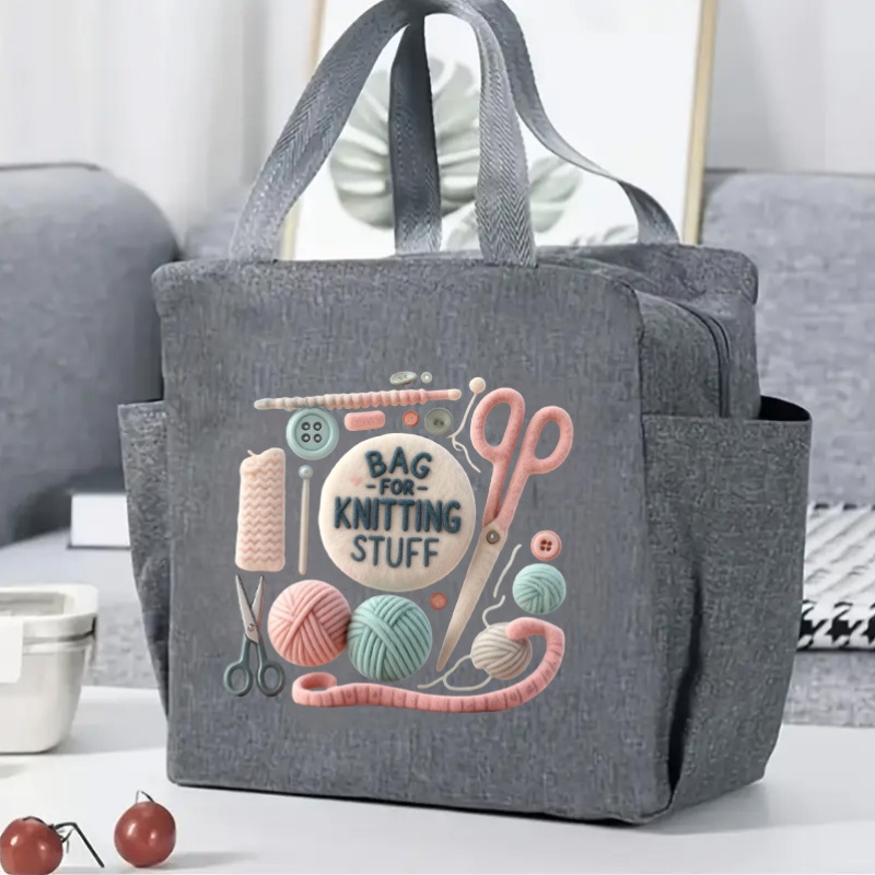 soft and warm knitting storage bag comfortable craft tote for yarn needles and knitting tools   in   neutral and  
