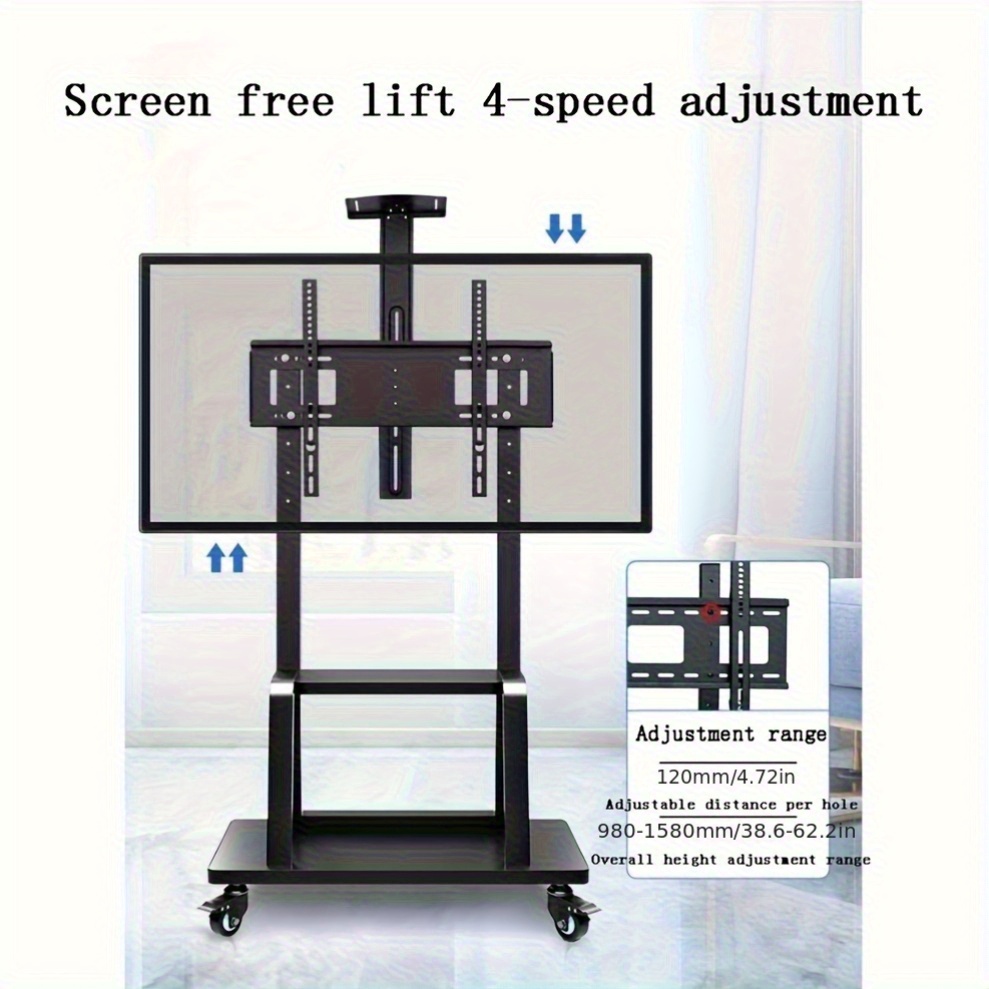 32 70inches rolling tv stand cart height adjustable mobile flat screen with lockable casters 2 tier av shelves for large flat panel led lcd plasma screen max vesa 600 400mm 70 43 180cm