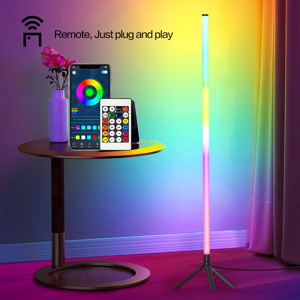 TEMU 1/ 2pack 360° Rgb Smart Led Floor Ambiance Lamp, Supporting 16 Million Color , App And Remote Control, Featuring Music Sync Mode, A Romantic