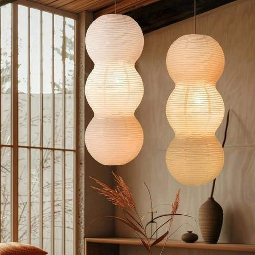 2pcs 68cm white handmade paper lanterns minimalist boho hanging paper lamp shade for kids room living room bedroom kitchen decor non electric