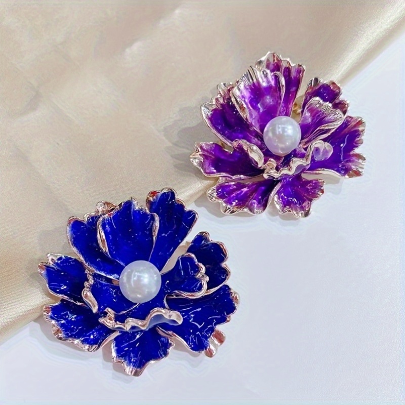 elegant brooch set pearl red blue - Temu Oman display picture 3