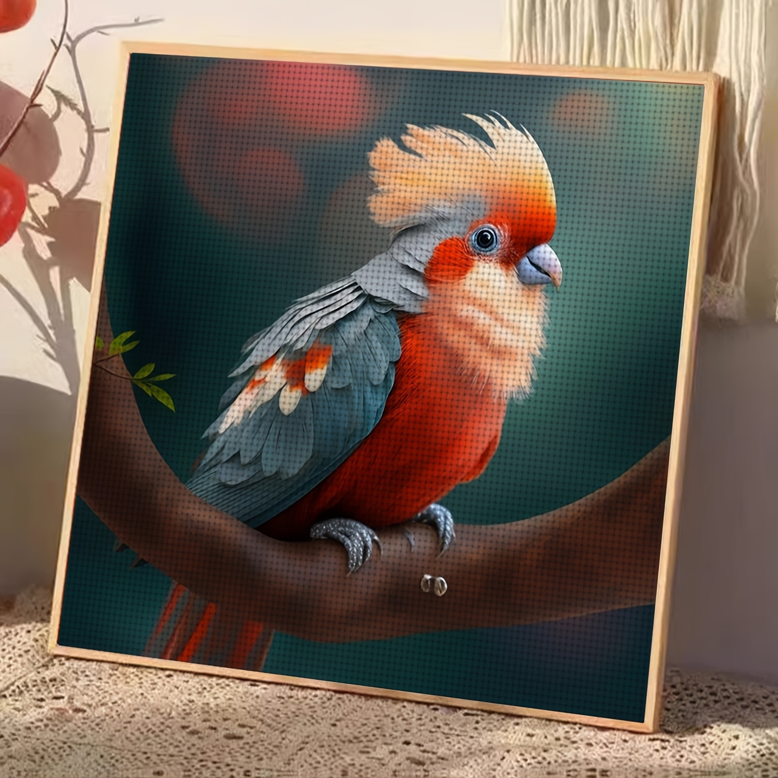 11CT Printed Cross-Stitch Kit, Colorful Parrot on a Branch