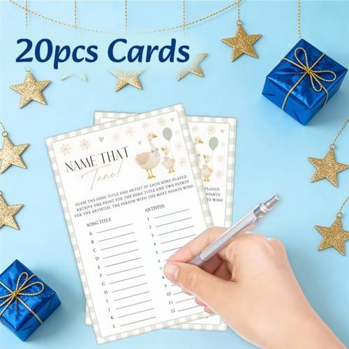 20 party cards for games activities and for reunions and ideal for decorations and party favors featuring duck themed game cards