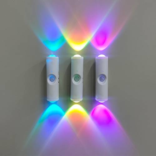 2led multicolor adjustable sensing dual head wall lamp christmas decorative light rgb adjustable motion sensor usb rechargeable with magnetic installation for dual source soft light suitable for living rooms