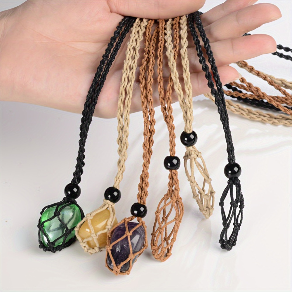 3pcs Crystal Cage Necklace Holder Cord with Adjustable Length